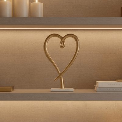 Cara Gold Heart Ornament on Marble Base Accessories 