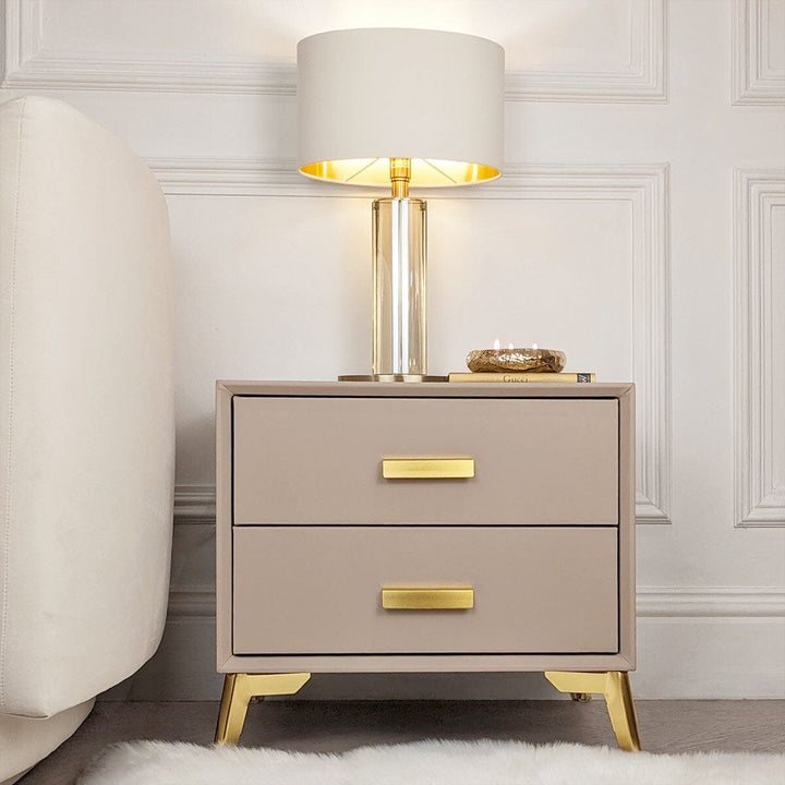 Cara Mink & Gold 2 Drawer Bedside Table Furniture 