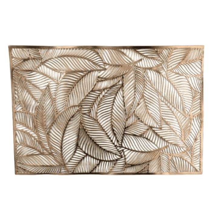 Carenza Gold rectangular Leaf Print Placemat Accessories 