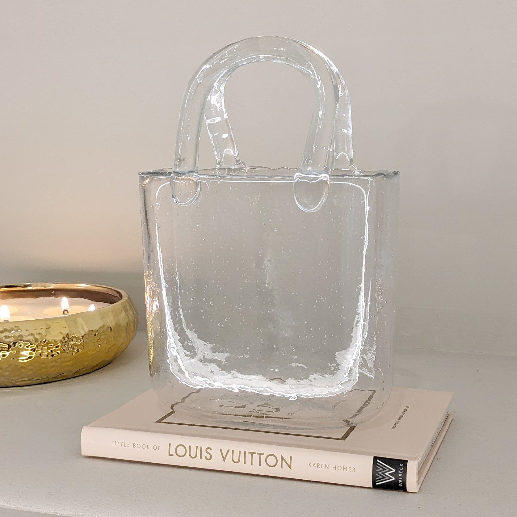 Carina Petite Bubbled Glass Decorative Handbag Vase Accessories 