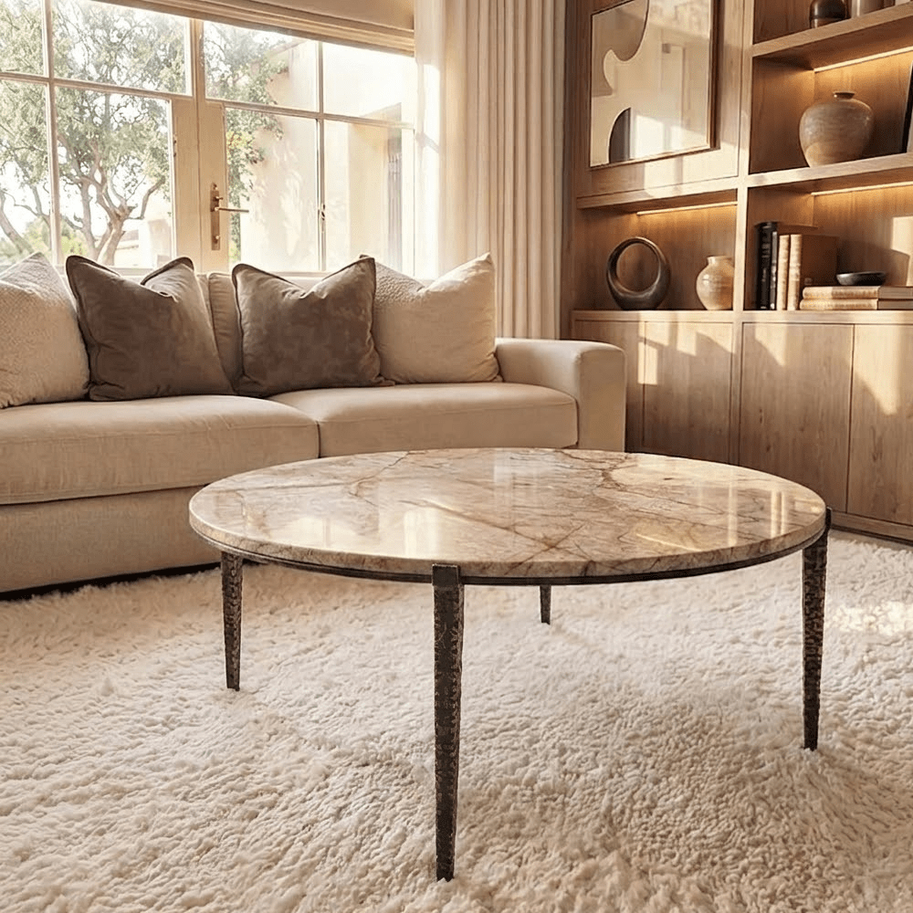 Carlo Bronze Marble & Iron Coffee Table Furniture 