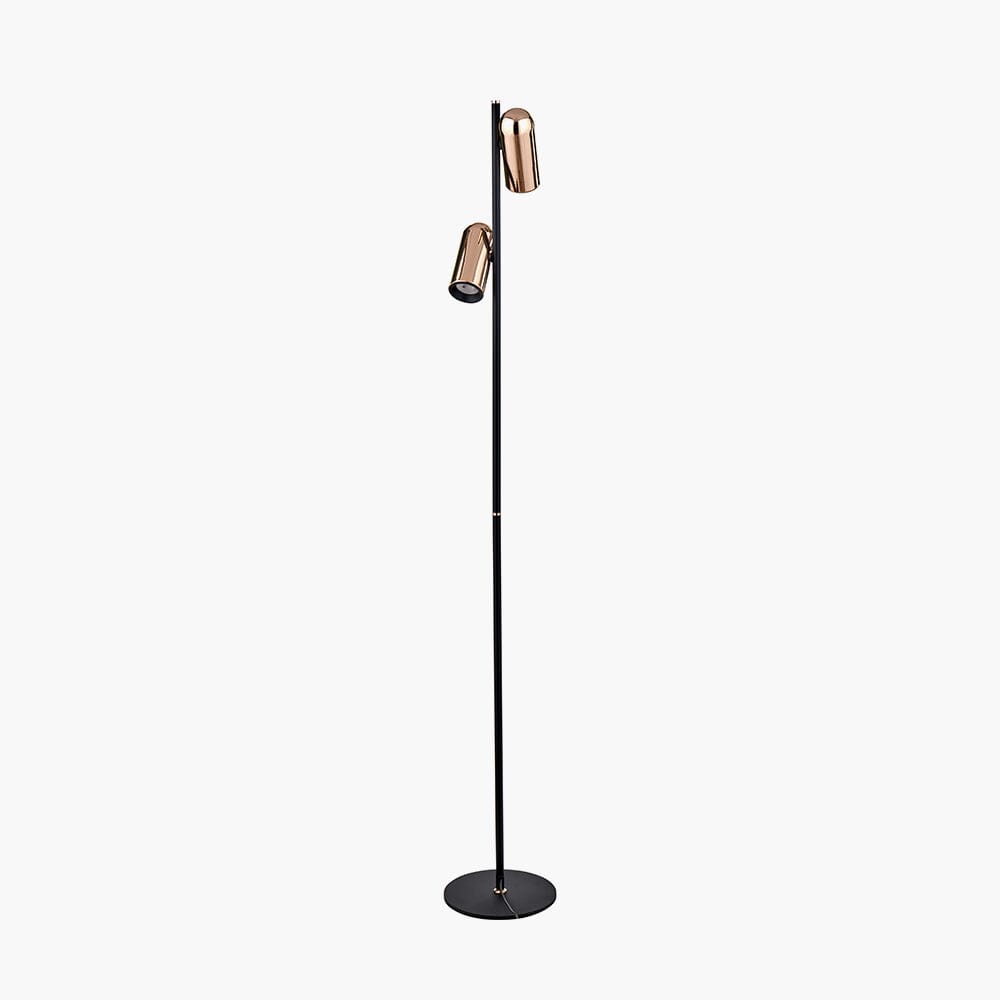 Carrara Black & Rose Gold LED Floor Lamp Lighting 