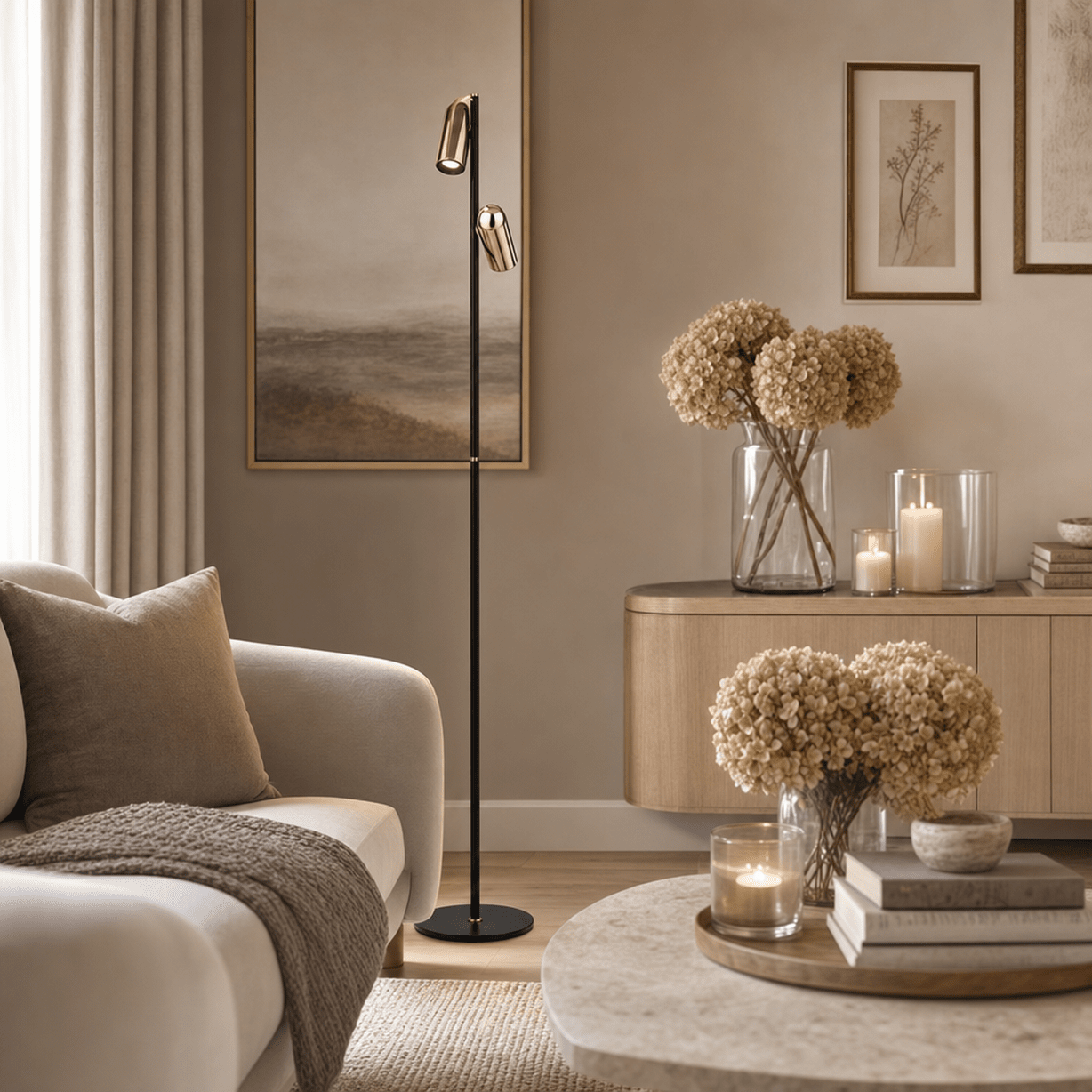 Carrara Black & Rose Gold LED Floor Lamp Lighting 