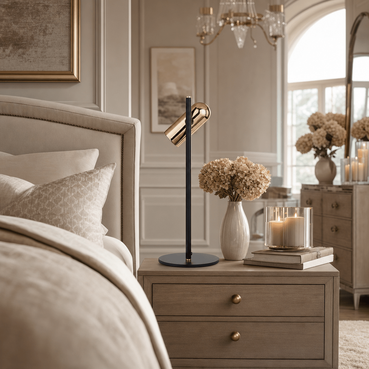 Carrara Black & Rose Gold LED Table Lamp Lighting 