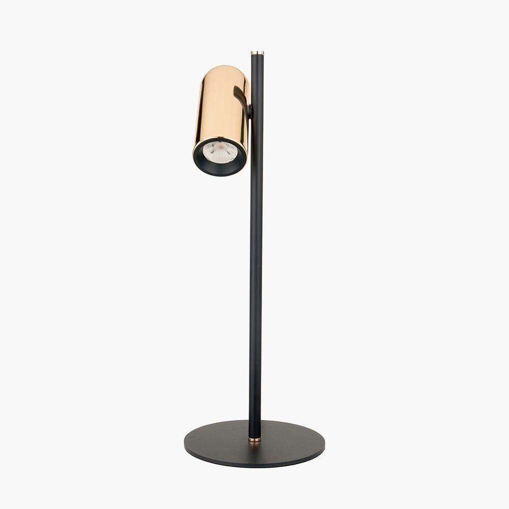 Carrara Black & Rose Gold LED Table Lamp Lighting 