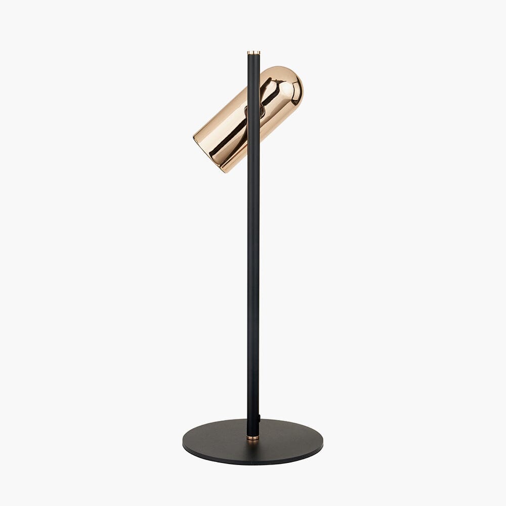 Carrara Black & Rose Gold LED Table Lamp Lighting 