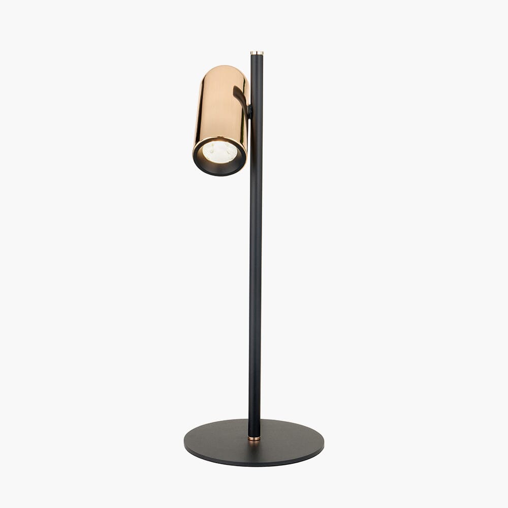Carrara Black & Rose Gold LED Table Lamp Lighting 