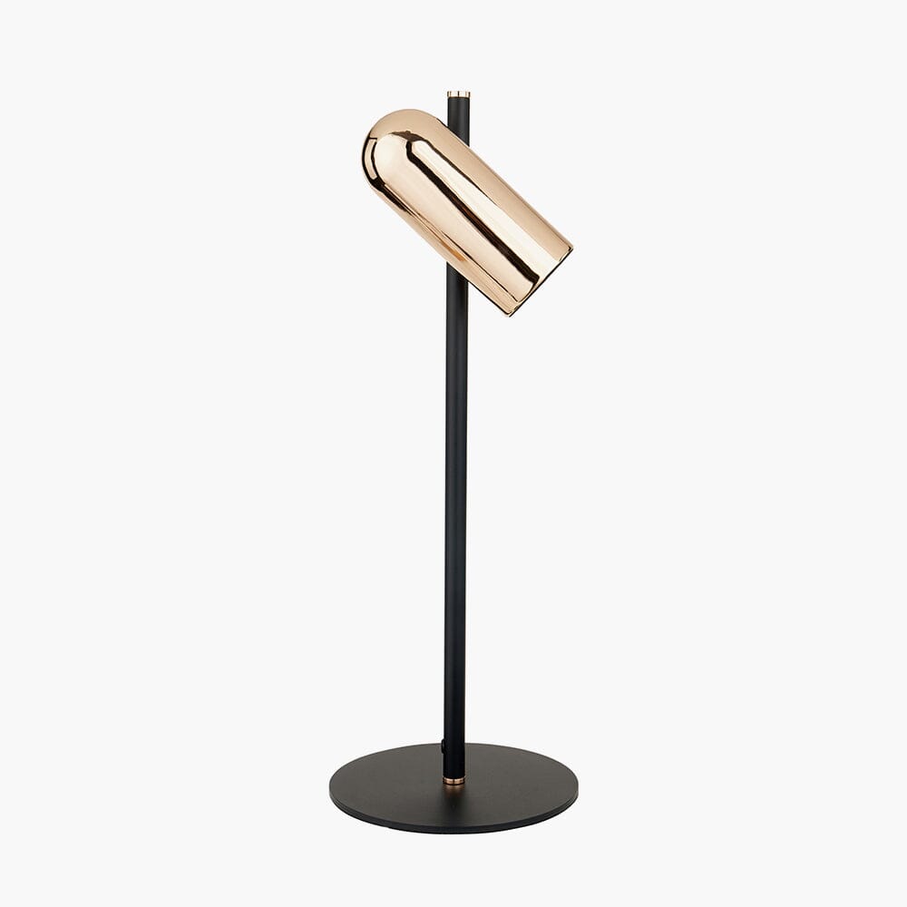 Carrara Black & Rose Gold LED Table Lamp Lighting 