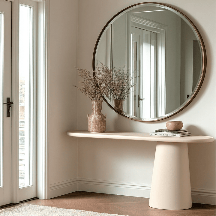 Carys Beige Oval Top Console Table Furniture 