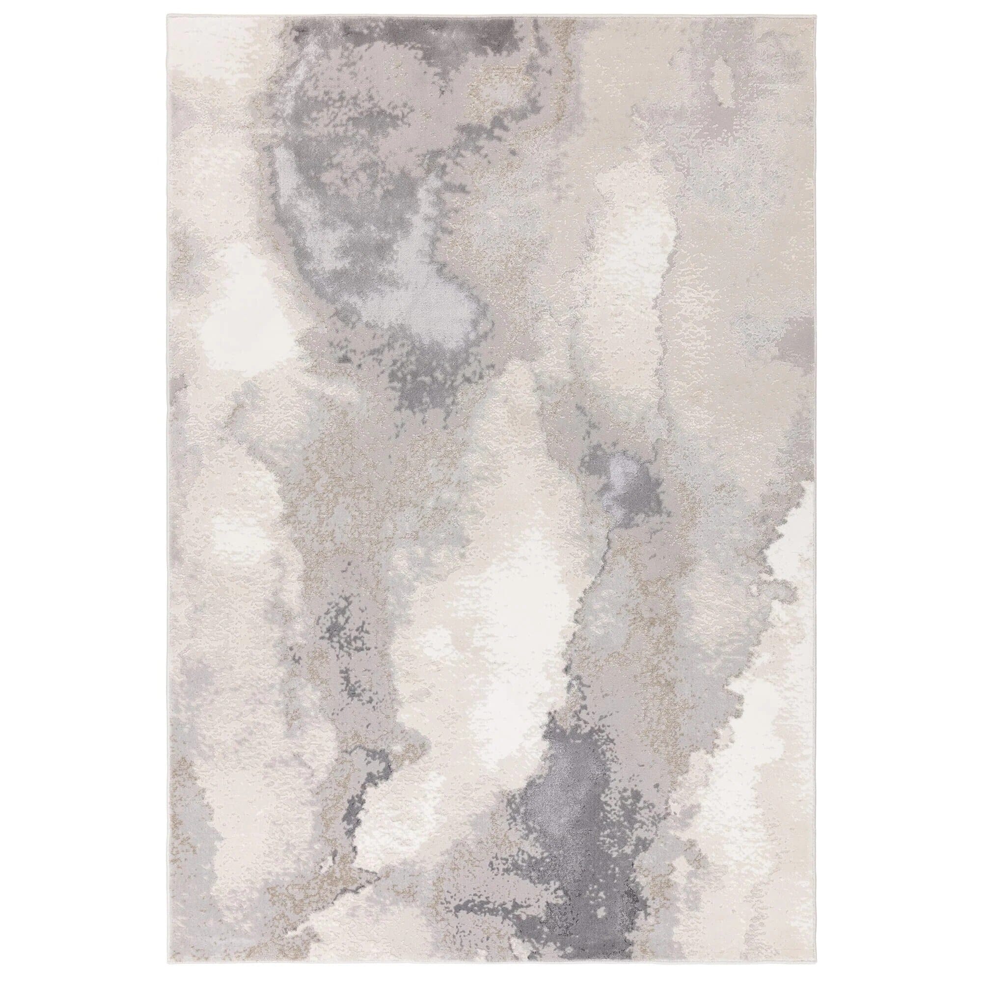 Caselle Grey & Cream Metallic Abstract Rug 