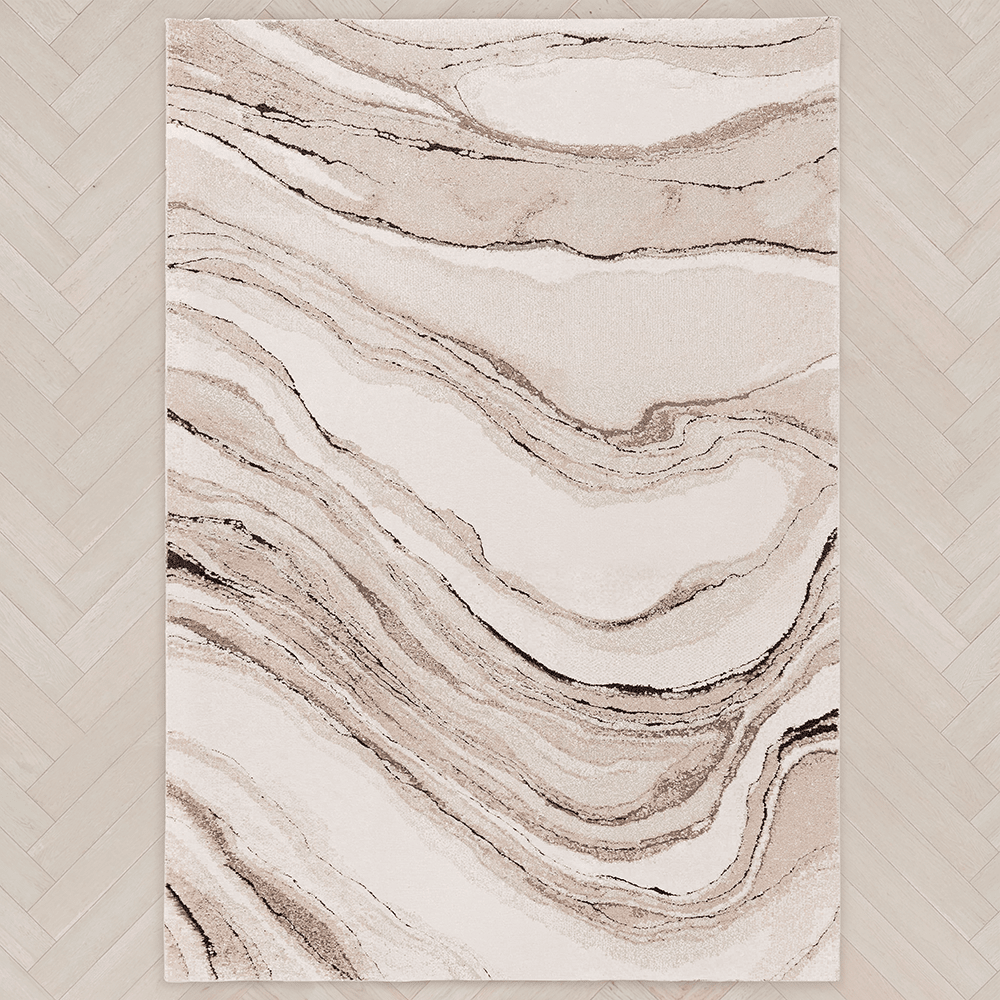 Casoria Cream & Beige Marble Effect Rug – Rowen Homes