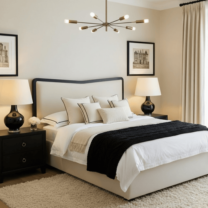 Caspar Vanilla Velvet Premium Bed with Contrast Black Velvet Border 