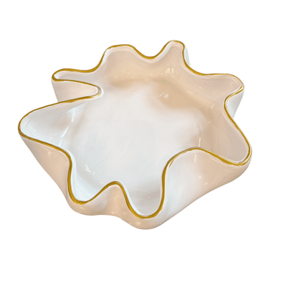 Caspia Cream & Gold Squiggle Decorative Dish Accessories 