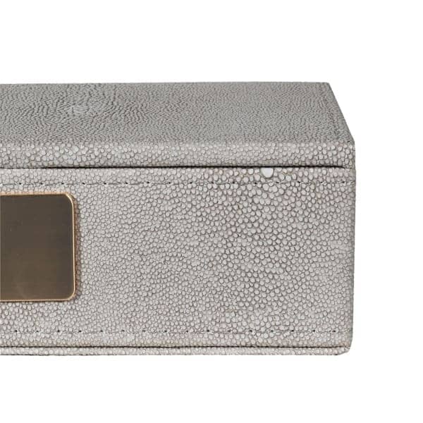 Cassandra Ivory Faux Shagreen Trinket Box with Gold Detailing Accessories 