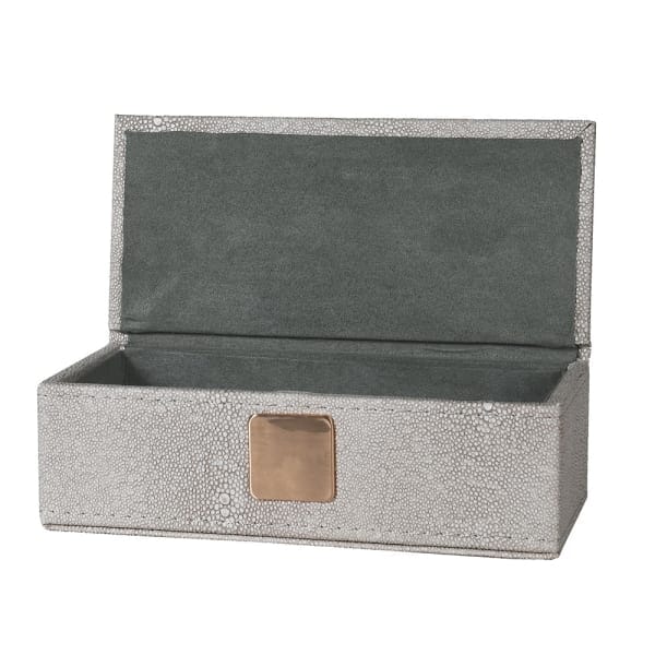 Cassandra Ivory Faux Shagreen Trinket Box with Gold Detailing Accessories 