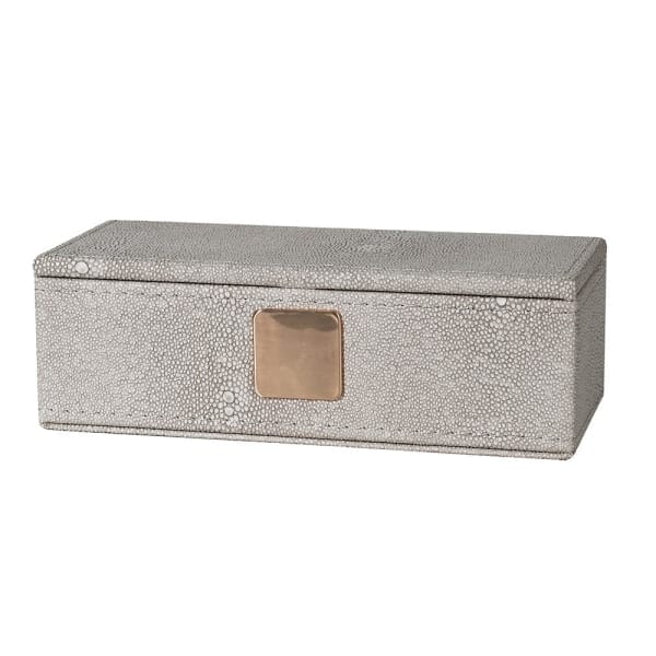 Cassandra Ivory Faux Shagreen Trinket Box with Gold Detailing Accessories 