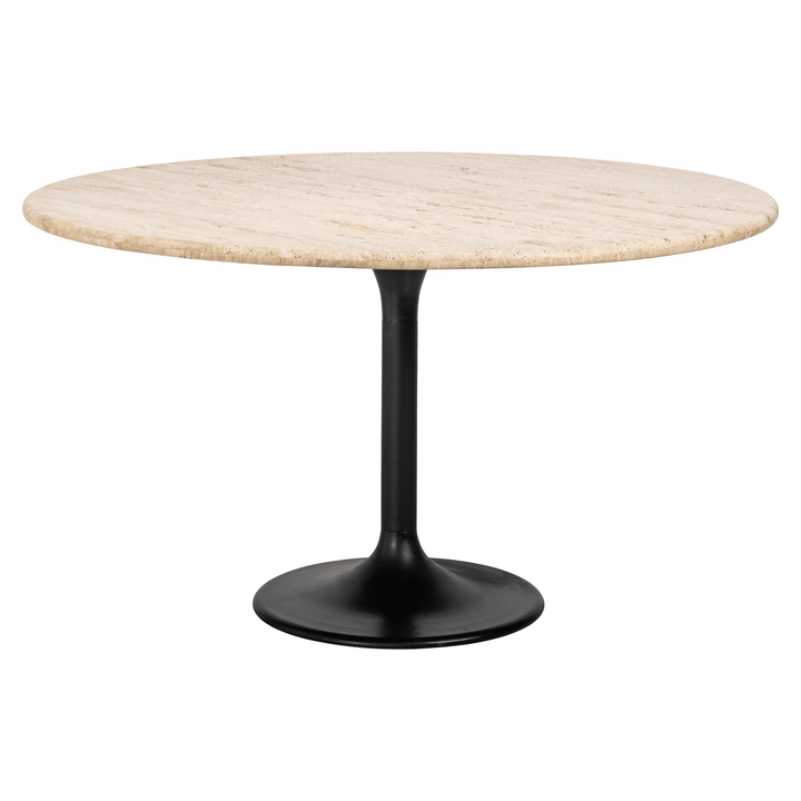 Cassiane Travertine Top Dining Table with Black Base Furniture 