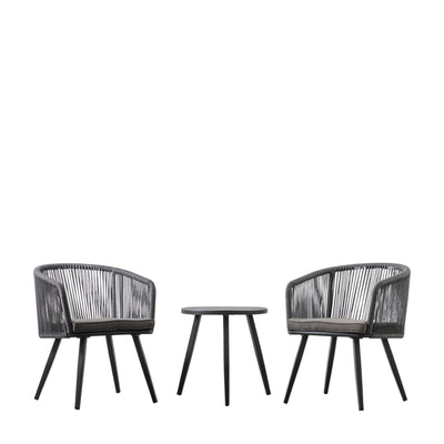 Cassiel Outdoor Black 2 Seater Bistro Set Outdoor 