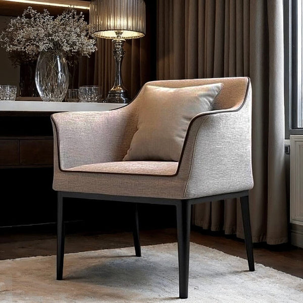 Cassop Grey Textured Armchair with Black Piping Furniture 