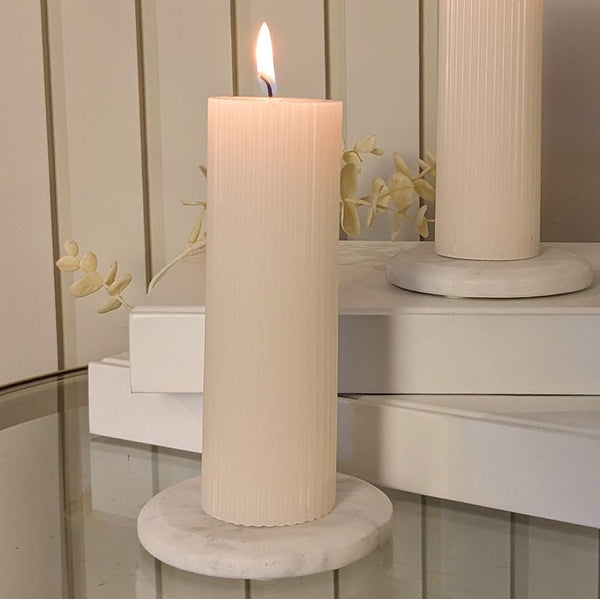 Catalina Cream Ribbed Pillar Candle Fragrance 