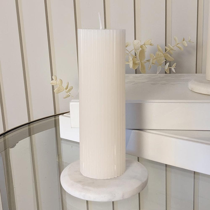 Catalina Cream Ribbed Pillar Candle Fragrance 