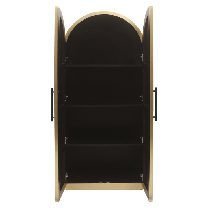 Catharinia Brushed Brass Arched Top Storage Cabinet Furniture 