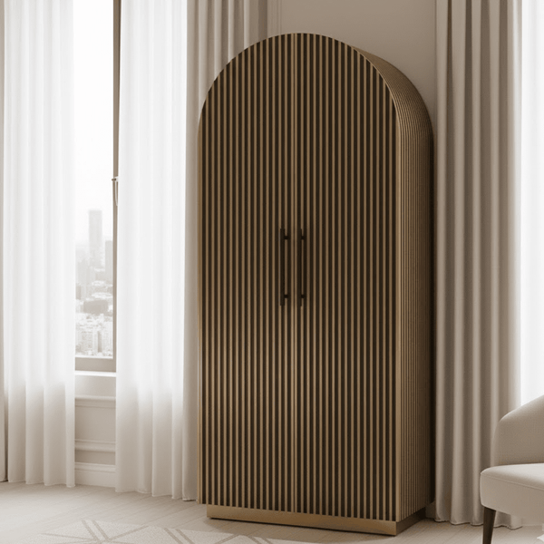 Catharinia Brushed Brass Arched Top Storage Cabinet Furniture 