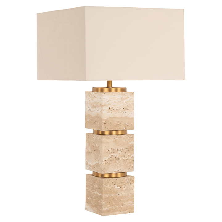 Catia Large Travertine & Gold Table Lamp Lighting 