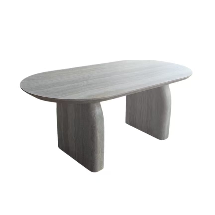 Celeste Oval Neutral Marble Effect Dining Table Furniture 