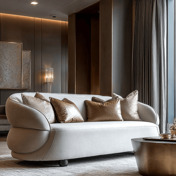 Cellio Taupe Chenille 3 Seater Curved Sofa Sofa 