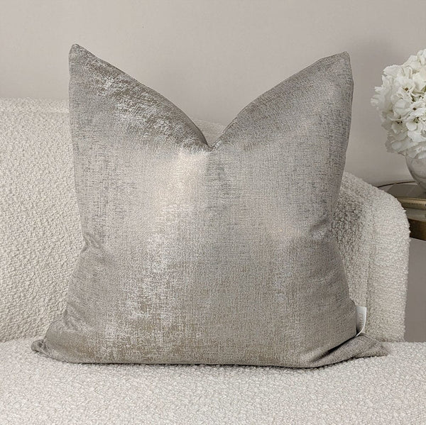 Centaurus Platinum Satin Textured Warm Grey Cushion - 50 x 50cm Textiles 