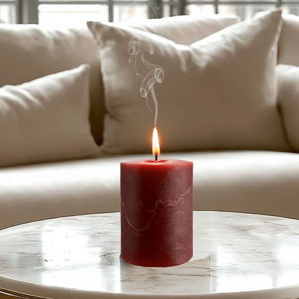 Cerise Small Burgundy Pillar Candle Accessories 