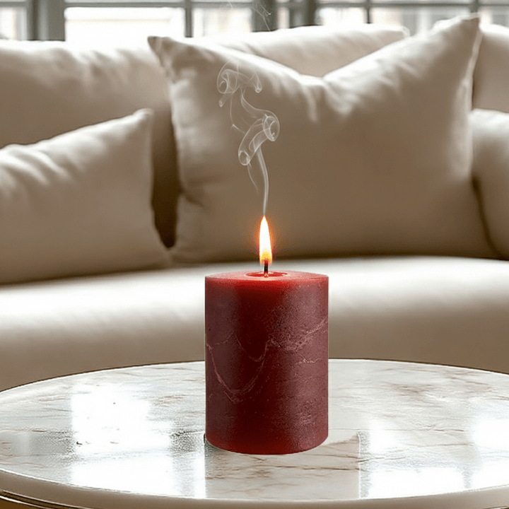 Cerise Small Burgundy Pillar Candle Accessories 