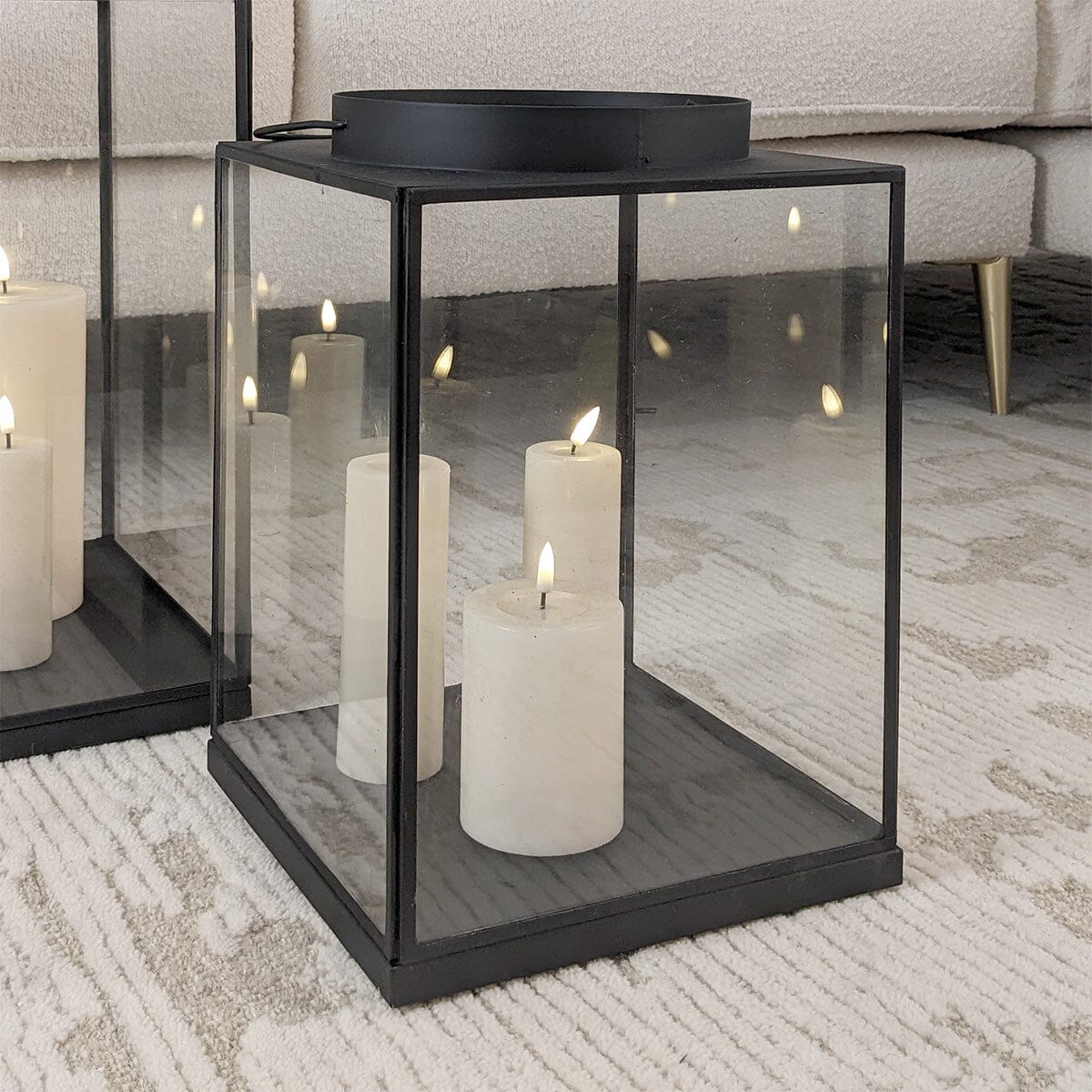 Lantern Accessory Chai Medium Black Metal & Glass Lantern – Rowen Homes