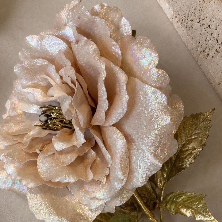 Champagne Festive Glitter Peony Single Stem Accessories 
