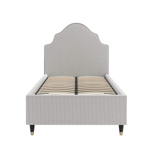Charleston Grey Striped Luxury Curved Single Bed Beds and Headboards 