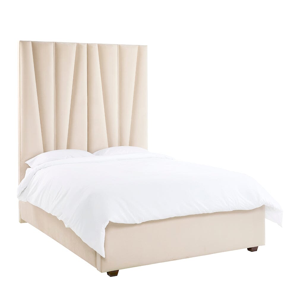Charlotte Luxury Vanilla Velvet Upholstered Bed 