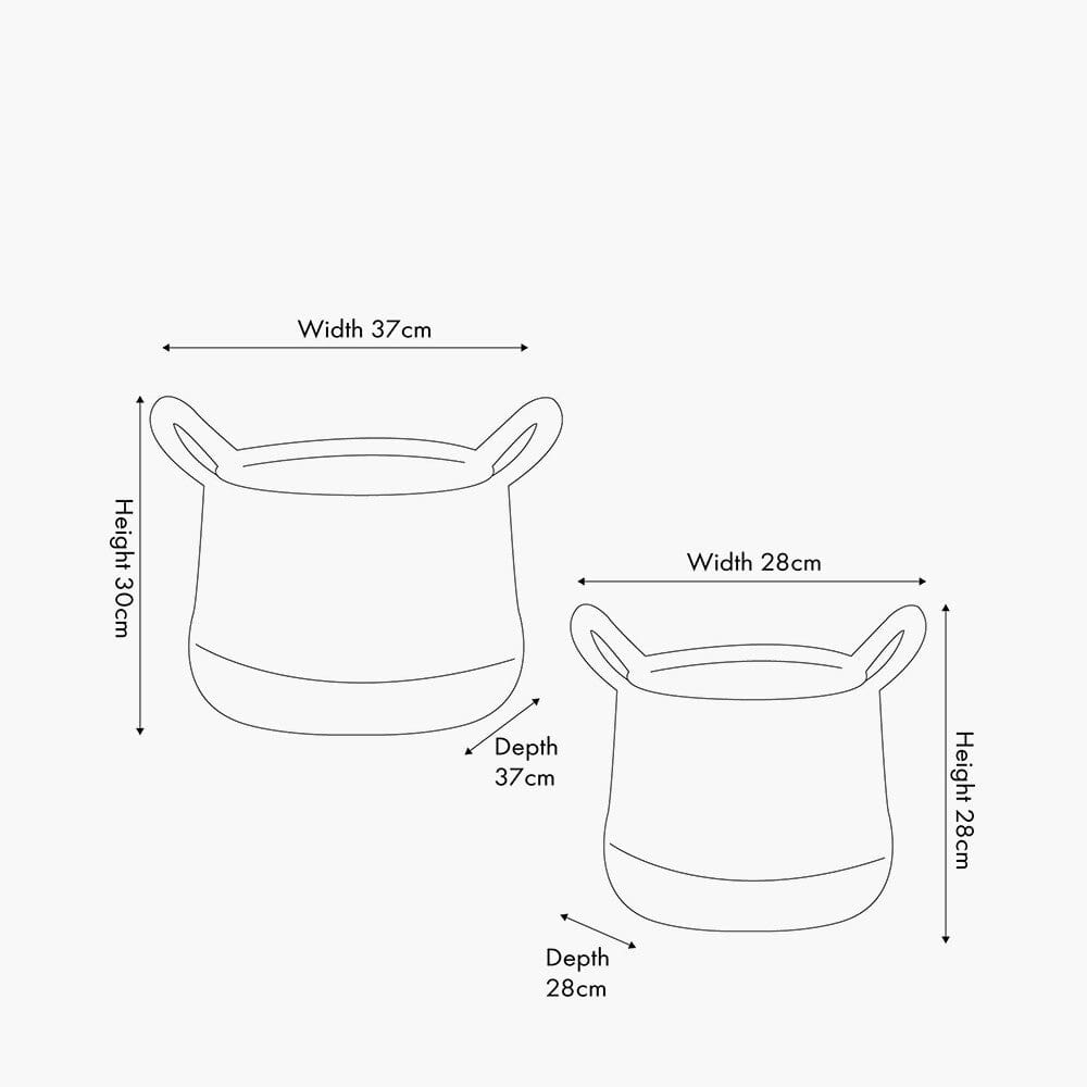 Chelle Natural & Black Set of 2 Round Baskets Accessories 