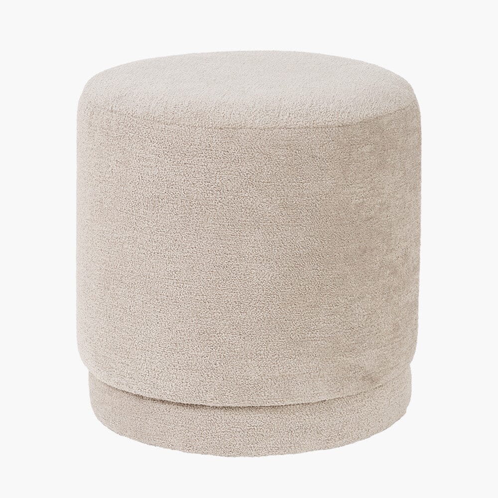 Chiara Taupe Boucle Round Stool Furniture 