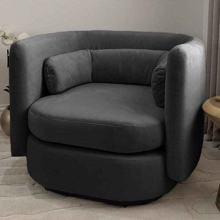 Chicago Shadow Grey Velvet Curved Back Accent Chair Furniture 