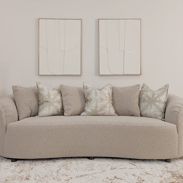 Chloe Curved Taupe Teddy Boucle Sofa Sofa 