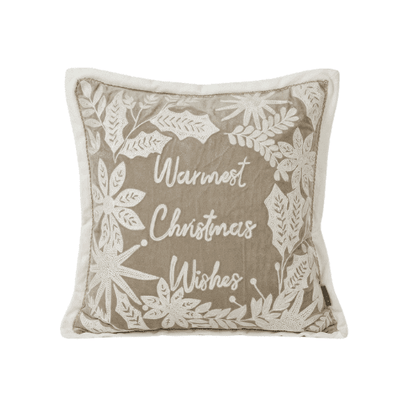 Christmas Warmest Wishes Beige & Cream Cushion Cover - 50x50cm Textiles 
