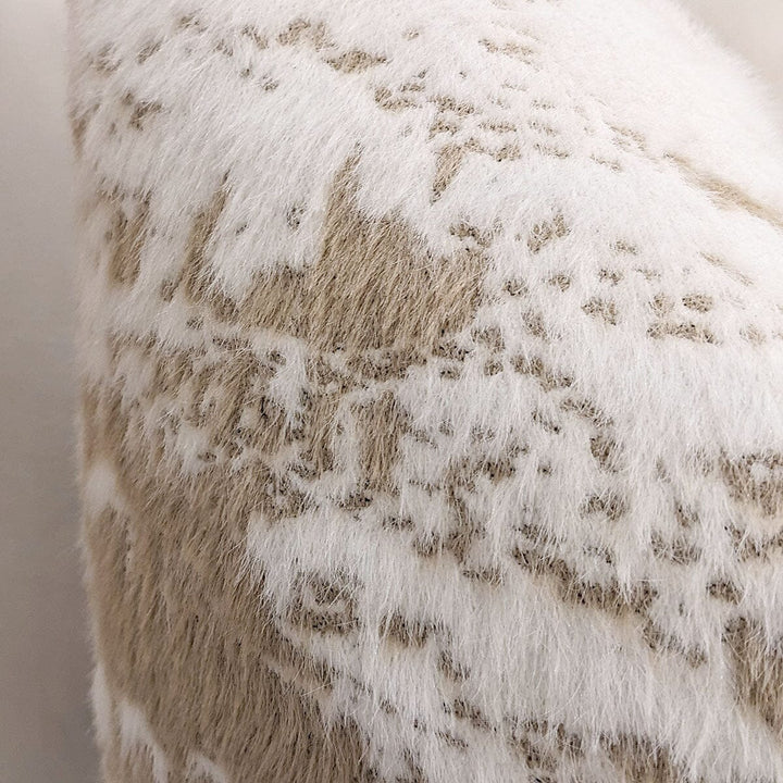 Cindy Faux Fur Taupe & Cream Cushion - 56 x 56cm Textiles 