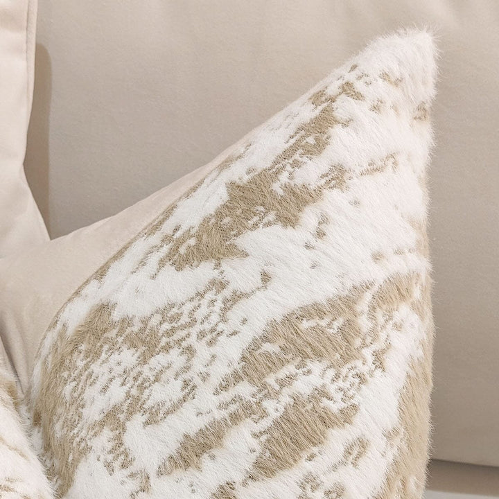 Cindy Faux Fur Taupe & Cream Cushion - 56 x 56cm Textiles 