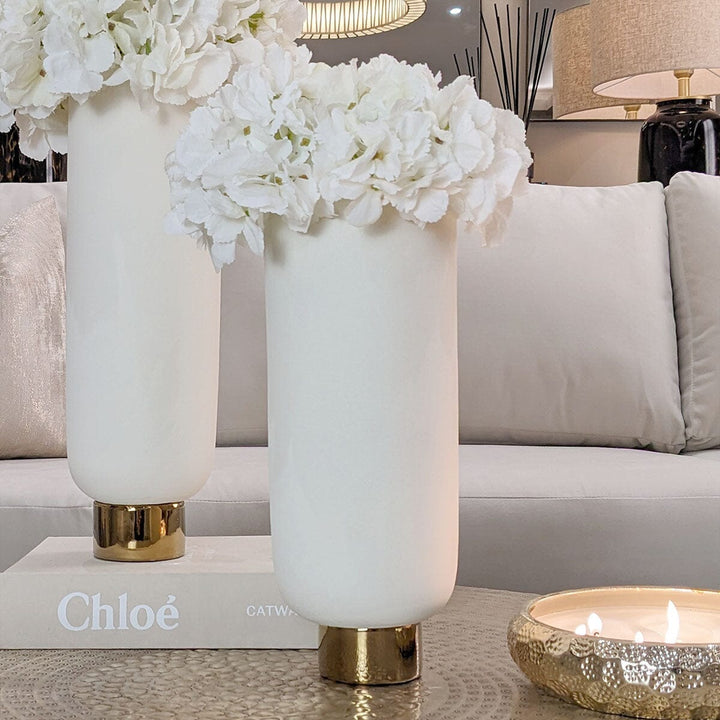 Cinzia Ceramic White & Gold Vase Accessories 