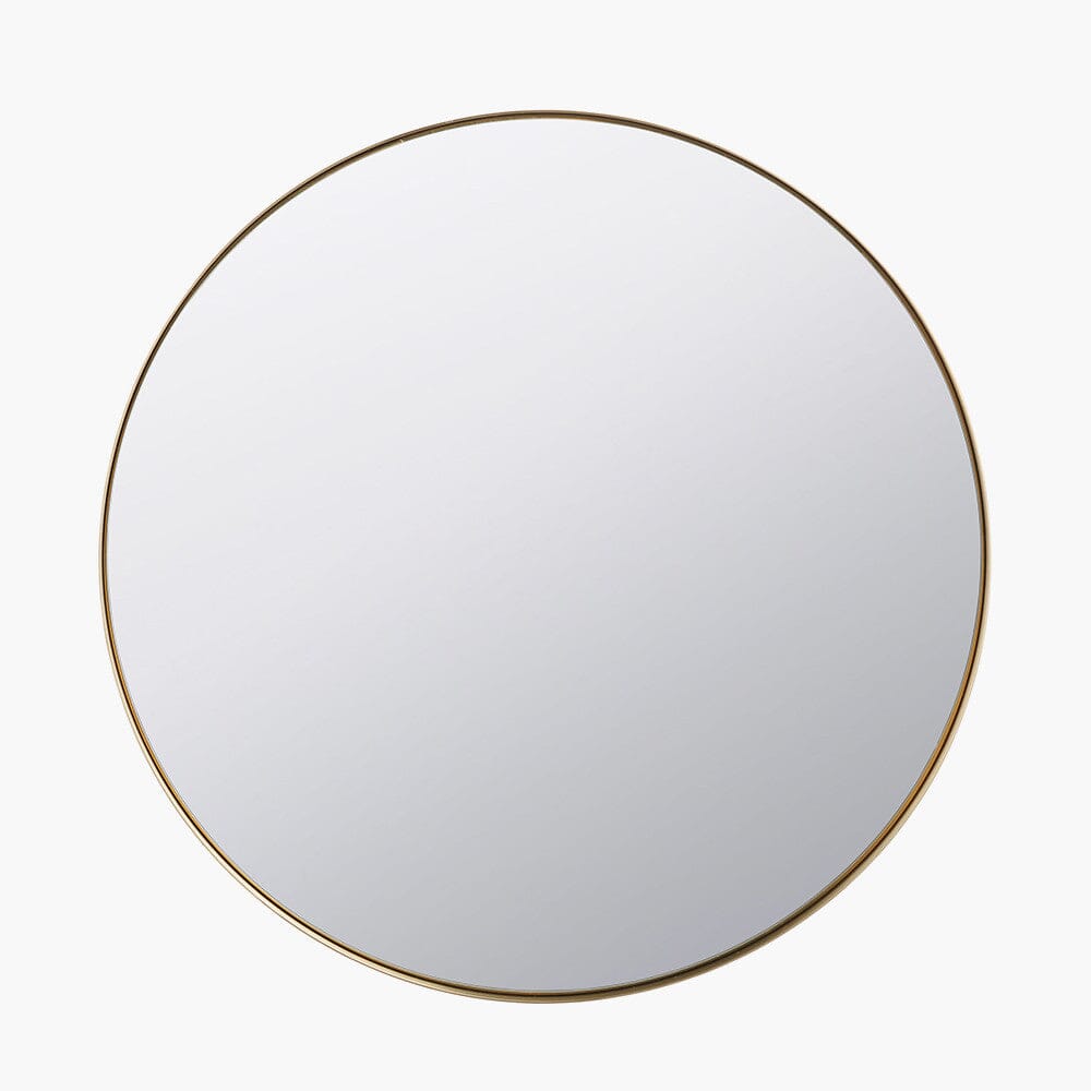 Claudia Brushed Gold Large Slim Frame Round Wall Mirror Accessories 