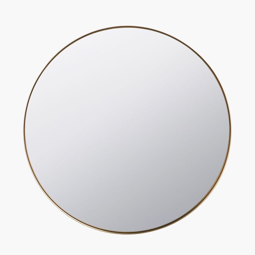 Claudia Brushed Gold Medium Slim Frame Round Wall Mirror Accessories 