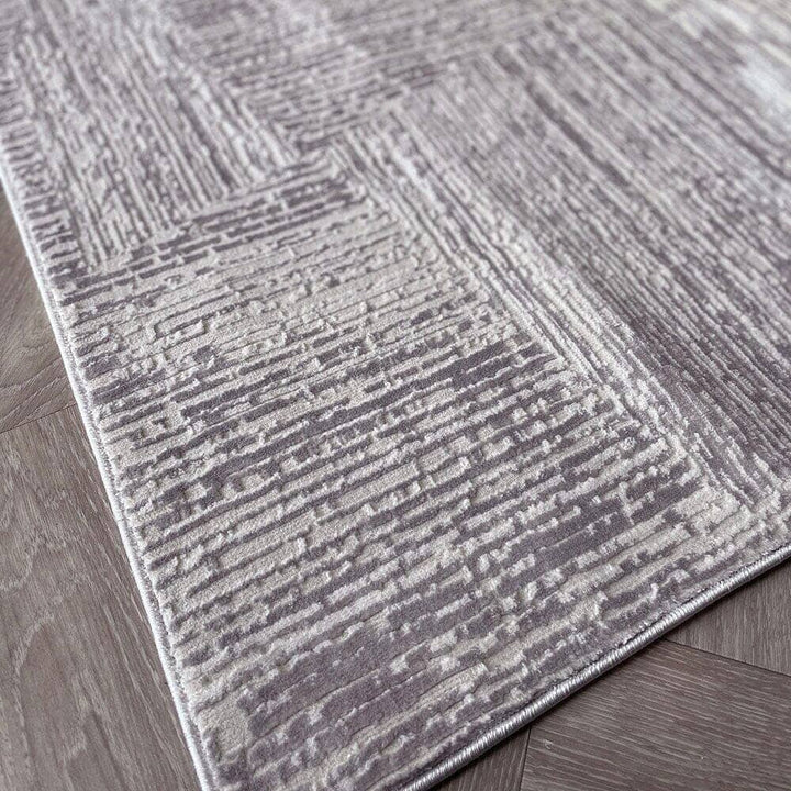 Clearance - Alexis Silver & Grey Abstract Patterned Rug - 160 x 221cm Textiles 