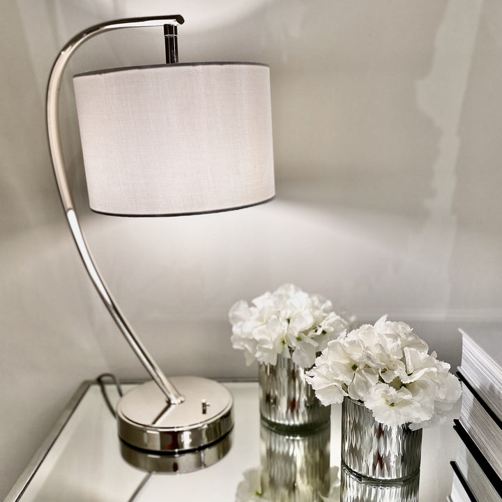 Clearance - Moreto Silver Table Lamp with White Shade Lighting 