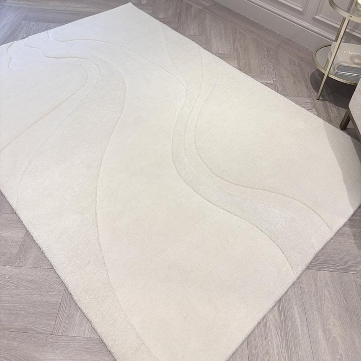 Clearance - Soreya Cream Wool Abstract Patterned Rug - 120X170cm Textiles 